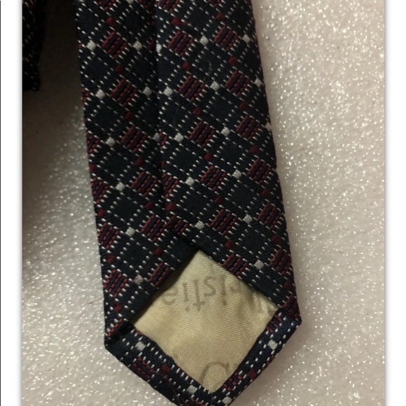 Christian Dior Necktie Men's Tie 4" True Vintage Navy Red White Diagonal retro - Picture 6 of 8
